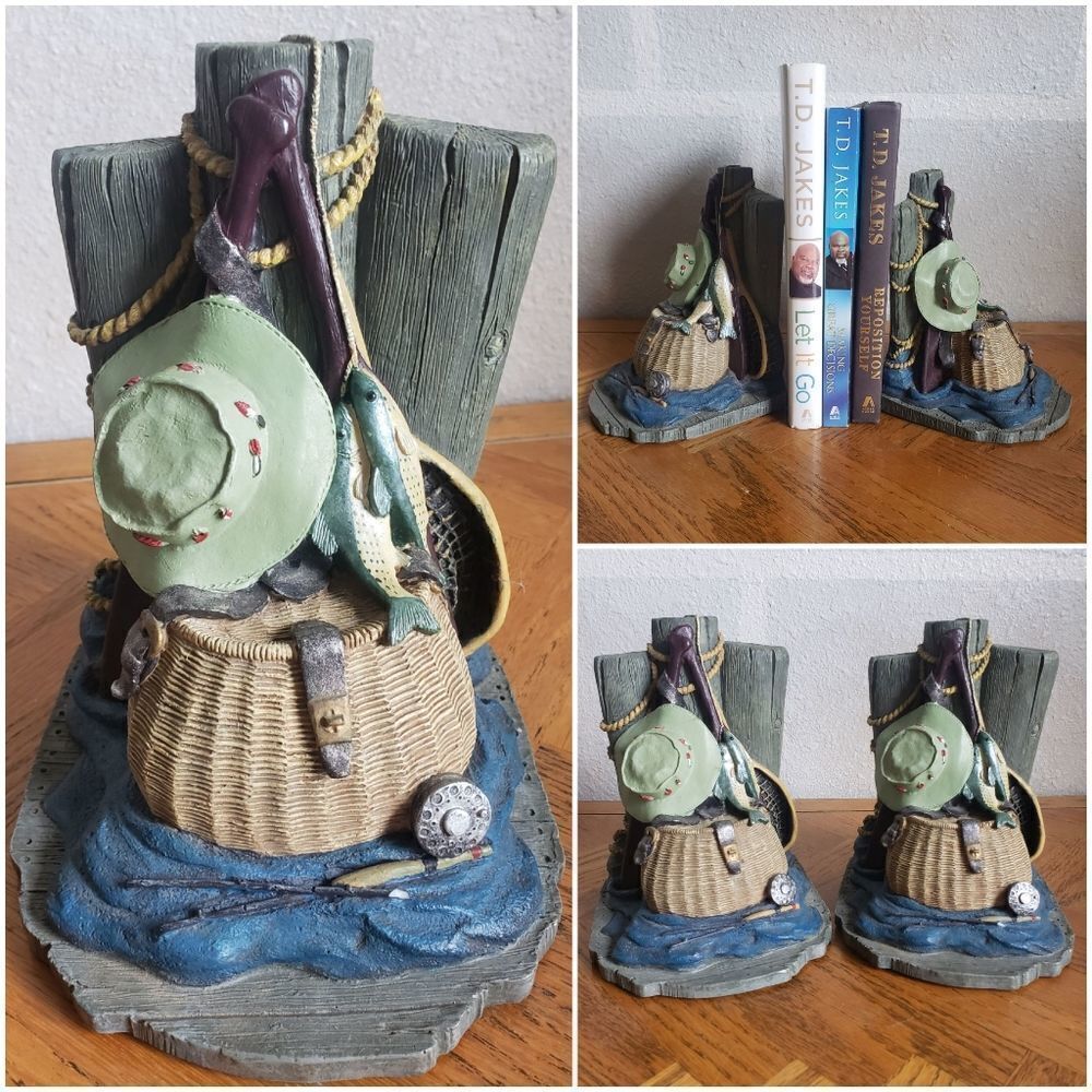 FIGI Graphics "Gone Fishing" Set of Heavy-duty Bookends